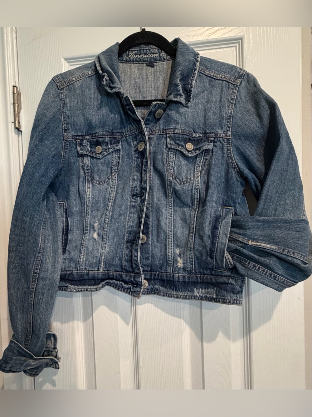 American Eagle Women's cropped Blue Denim Jacket